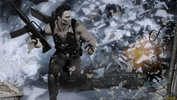 Картинка 3д+графика армия+ military мужчина оружие взрыв осколки