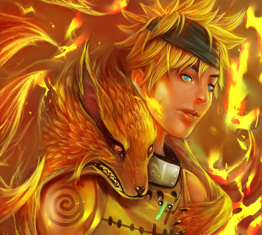 Обои картинки фото аниме, naruto, лис, nine-tailed, demon, fox, кьюби, anime