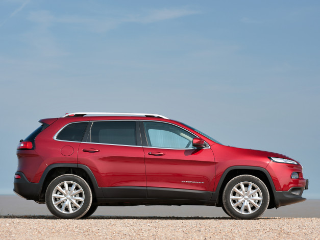 Обои картинки фото автомобили, jeep, красный, 2014г, kl, uk-spec, limited, cherokee