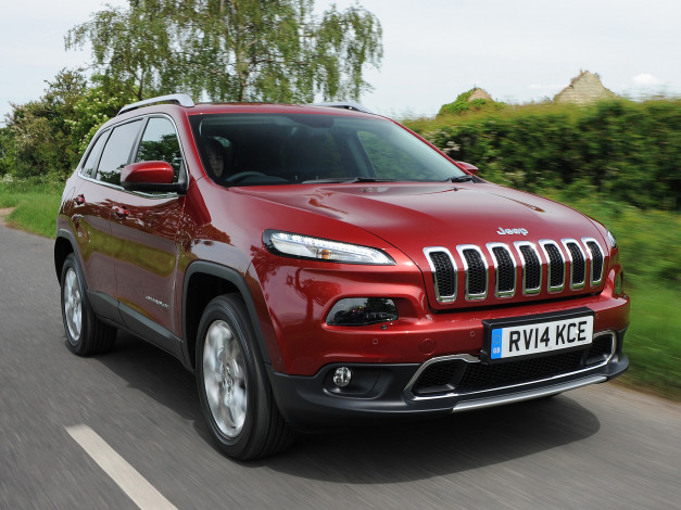 Обои картинки фото автомобили, jeep, uk-spec, limited, cherokee, kl, 2014г, красный