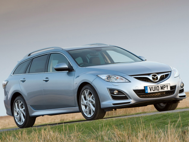 Обои картинки фото автомобили, mazda, gh, 6, wagon, uk-spec, серый