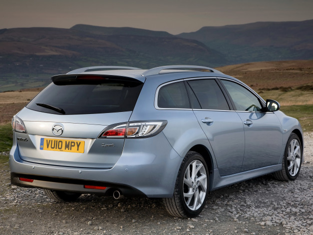 Обои картинки фото автомобили, mazda, gh, uk-spec, wagon, 6, серый