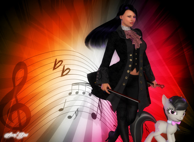 Обои картинки фото 3д графика, люди , people, девушка, взгляд, пони