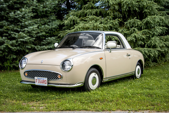 Обои картинки фото nissan figaro,  1991, автомобили, nissan, datsun, выставка, автошоу, автопробег