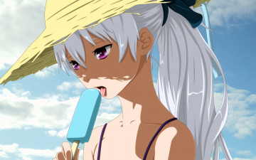 Картинка аниме darker+than+black лето шляпа кукла девушка инь yin darker than black мороженое