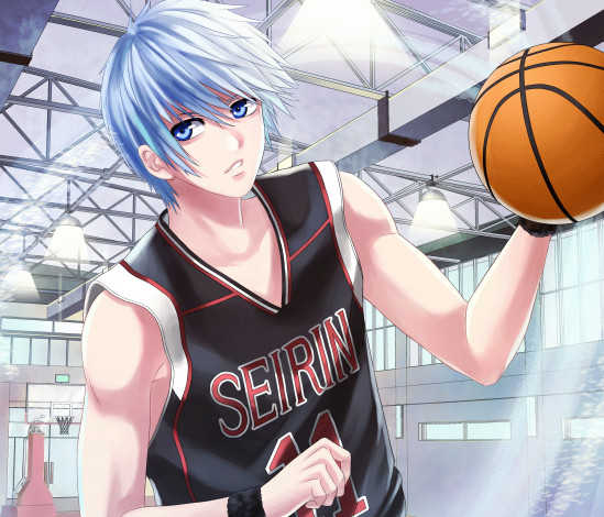 Обои картинки фото аниме, kuroko no baske, парень, спортсмен, мяч, баскетбол, арт