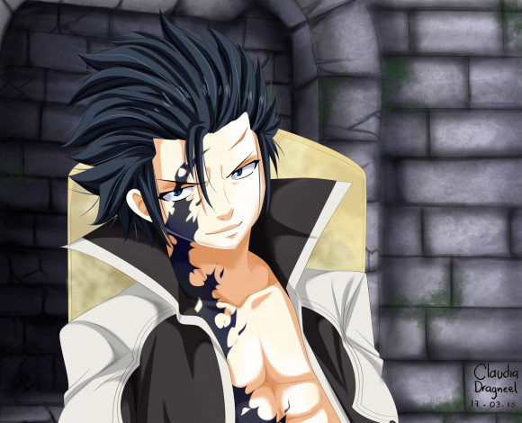 Обои картинки фото аниме, fairy tail, брюнет, взгляд, парень, арт