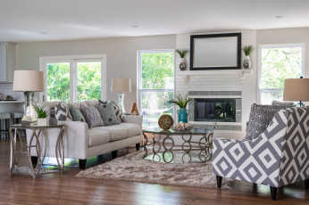 Картинка интерьер гостиная декор дизайн диван камин