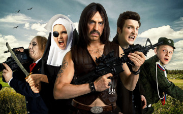 Картинка кино+фильмы огни+большой+деревни комедия тату автомат жилетка усы дмитрий дюжев постер огни большой деревни персонажи видеокамера вампир катана монашка