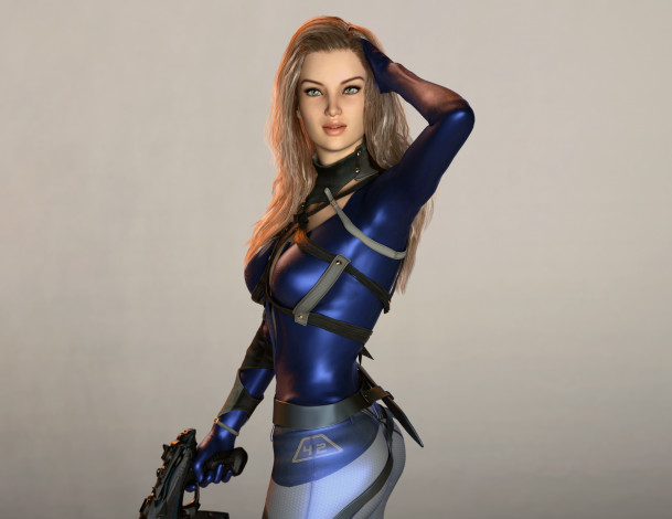 Обои картинки фото 3д графика, фантазия , fantasy, взгляд, девушка, фон