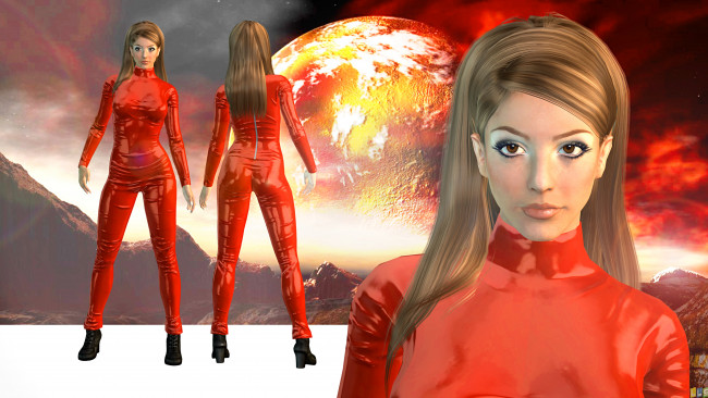 Обои картинки фото 3д графика, люди , people, фон, взгляд, девушка