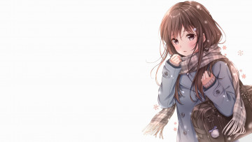 Картинка аниме зима +новый+год +рождество фон взгляд девушка