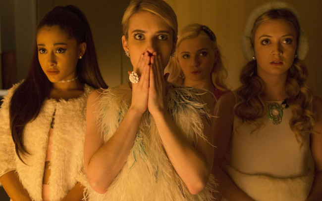 Обои картинки фото кино фильмы, scream queens , сериал, emma, roberts, ariana, grande