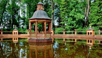 Картинка природа парк беседка водоем