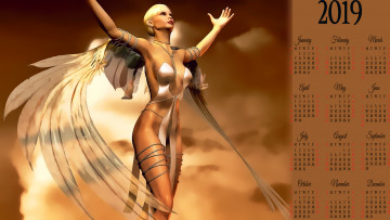 Картинка календари 3д-графика calendar крылья девушка