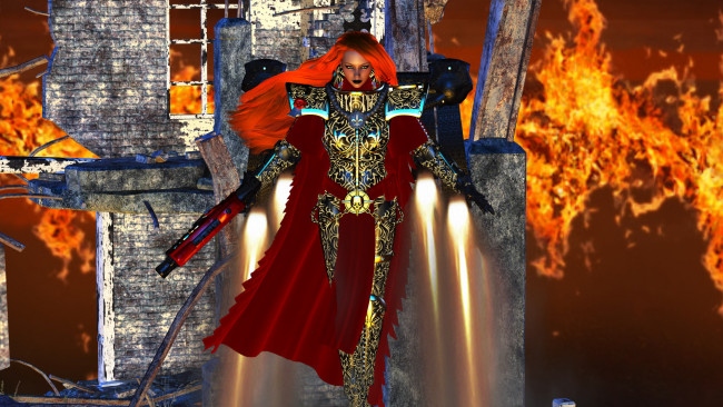 Обои картинки фото 3д графика, фантазия , fantasy, девушка, фон, взгляд, униформа