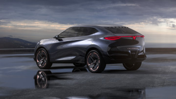 обоя cupra tavascan concept, автомобили, cupra, темная, площадка, лужи, тучи