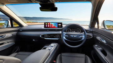 Картинка genesis+gv70+2 5t+awd автомобили интерьеры салон черный кожа море берег