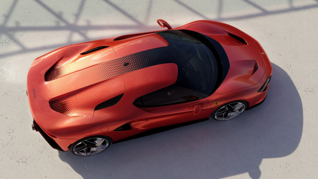 Обои картинки фото ferrari sp48 unica 2022, автомобили, ferrari, sp48, unica, феррари, суперкар, вид, сверху, крыша