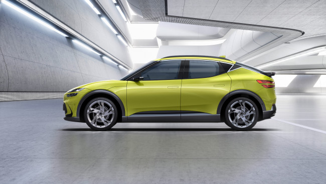 Обои картинки фото genesis gv60, автомобили, genesis, желтый, помещение