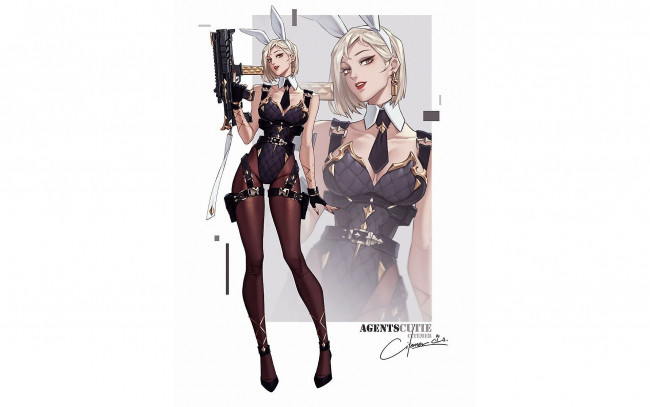 Обои картинки фото аниме, оружие,  техника,  технологии, девушка, ушки