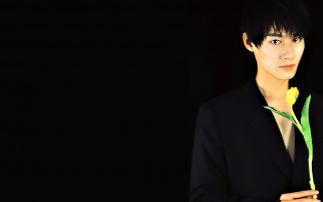 Обои картинки фото мужчины, wang zhuocheng, актер, пиджак, цветок