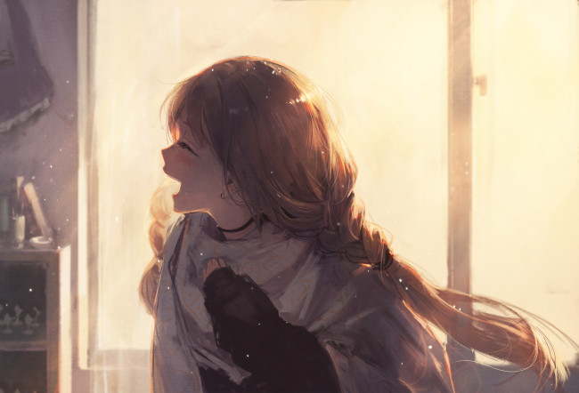 Обои картинки фото my dress-up darling, аниме, sono, bisque, doll, wa, koi, wo, suru, девушка, очеровательная, фон, улыбка, смех, marin, kitagawa