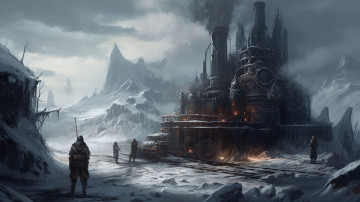 Картинка фэнтези иные+миры +иные+времена нейросети графика нейроарт ai art нейронные сети рисунки нейро искусство frostpunk