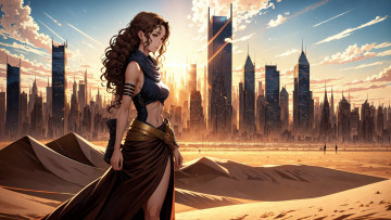 Картинка аниме город +улицы +интерьер +здания нейросети графика нейроарт ai art нейронные сети рисунки нейро искусство девушка