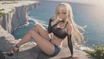 Картинка аниме пейзажи +природа нейросети графика нейроарт ai art нейронные сети рисунки нейро искусство красивая девушка