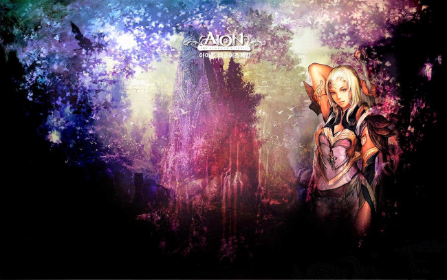 Обои картинки фото видео игры, aion,  the tower of eternity, девушка, оружие, сад