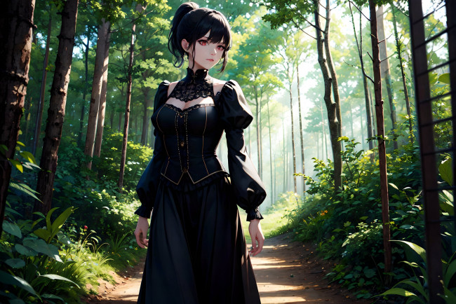 Обои картинки фото аниме, пейзажи,  природа, нейросети, графика, нейроарт, ai, art, нейронные, сети, рисунки, нейро, искусство, девушка