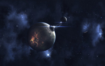 Картинка космос арт планеты туманность
