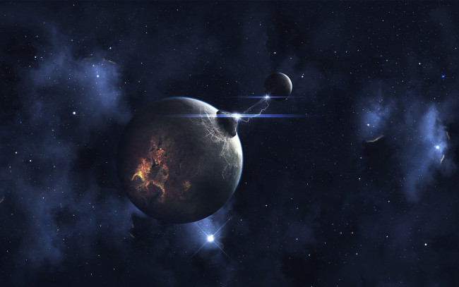 Обои картинки фото космос, арт, планеты, туманность