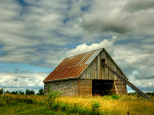 Картинка разное сооружения постройки сарай облака