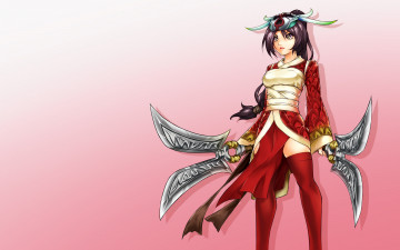 Картинка league of legends аниме weapon blood technology мечи девушка