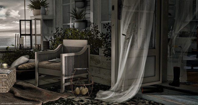 Обои картинки фото 3д, графика, realism, реализм, кресло, интерьер, тюль