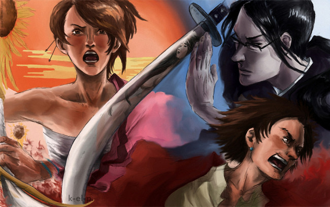 Обои картинки фото аниме, samurai, champloo, jin, mugen, fuu