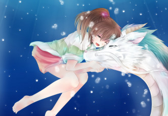 Картинка аниме spirited+away хаяо миядзаки chiiteru арт тихиро ogino chihiro дух реки haku под водой пузыри дракон девочка хаку spirited away унесенные призраками