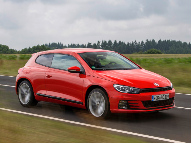 Обои картинки фото автомобили, volkswagen, красный, 2014г, tdi, scirocco, 2-0