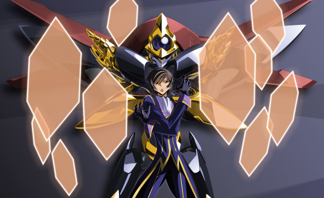 Обои картинки фото аниме, code geass, робот, парень, код, гиас