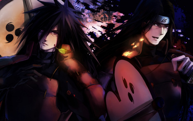 Обои картинки фото аниме, naruto, madara, hashirama, art, гунбай