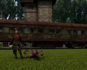 Картинка 3д+графика фантазия+ fantasy девушка взгляд фон дракон оружие