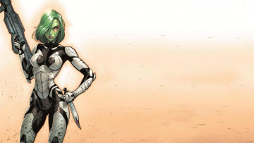 Картинка рисованное комиксы оружие gamora фон