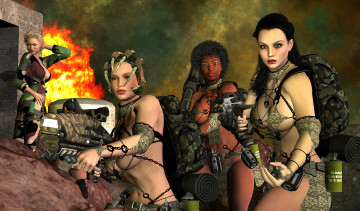 Картинка 3д+графика фантазия+ fantasy девушки оружие фон взгляд