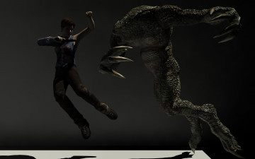 Картинка 3д+графика фантазия+ fantasy девушка взгляд фон нож дракон