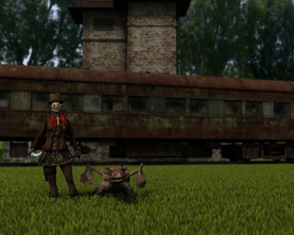 Обои картинки фото 3д графика, фантазия , fantasy, девушка, взгляд, фон, дракон, оружие