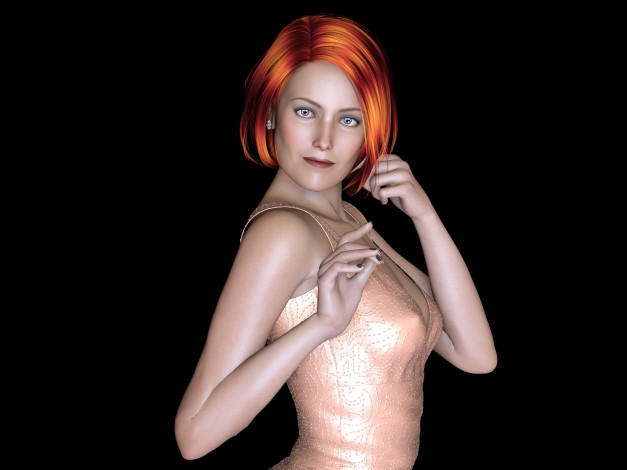 Обои картинки фото 3д графика, люди , people, фон, взгляд, девушка, рыжая