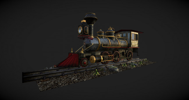 Обои картинки фото 3д графика, моделирование , modeling, паровоз, фон
