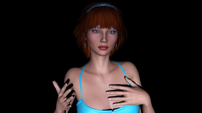 Обои картинки фото 3д графика, портрет , portraits, девушка, взгляд, фон, рыжая